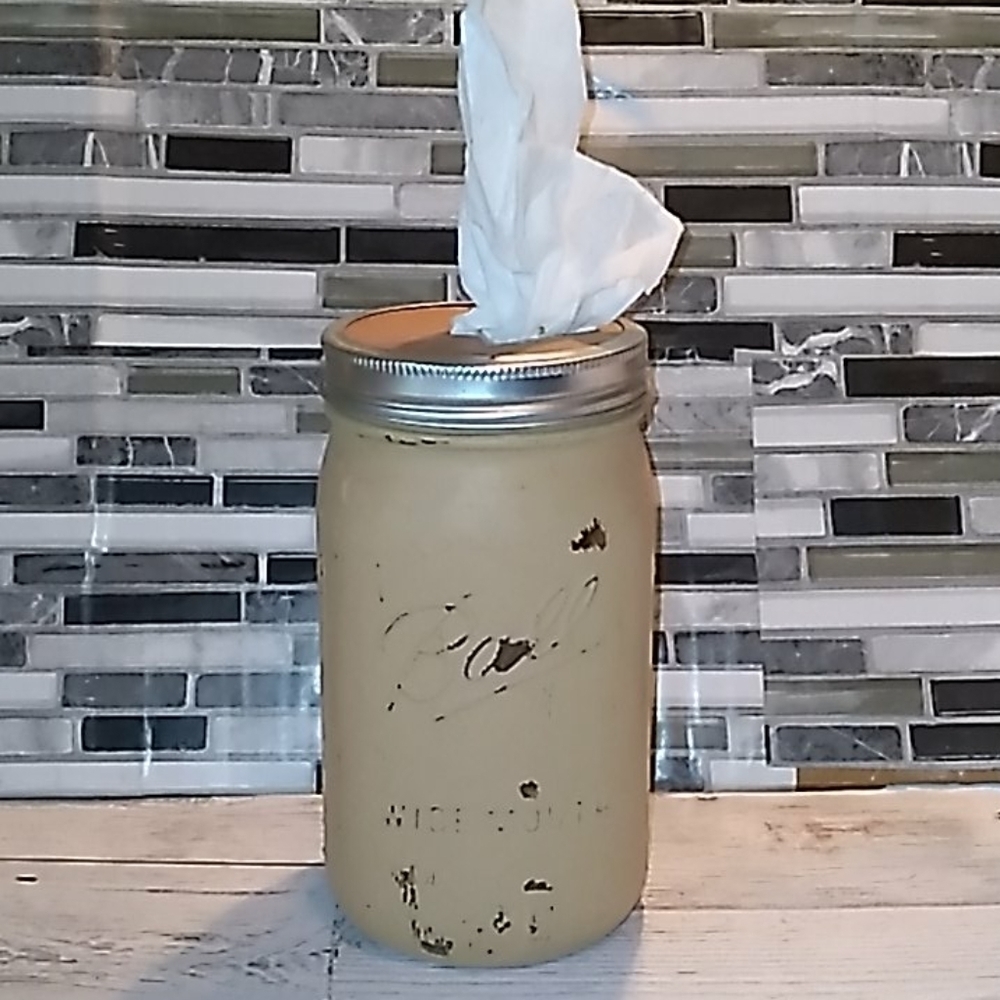 Ball Mason jar tissue holder farmhouse shabby chic